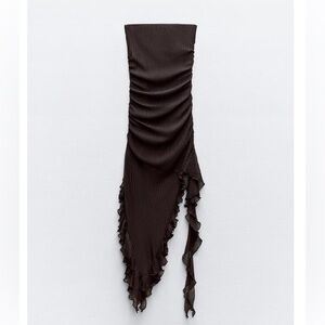 Zara RUFFLED PLEATED ASYMMETRIC DRESS